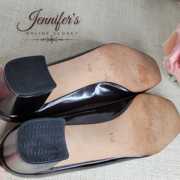 Lord & Taylor Women's Brown Patent Leather Buckle Block Heel Pumps Size 9.5 - Picture 13 of 14